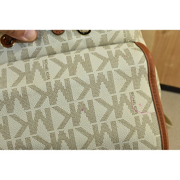 Michael Michael Kors Monogram Drawstrings Backpack Beige/Brown Bag Vintage - Picture 12 of 16